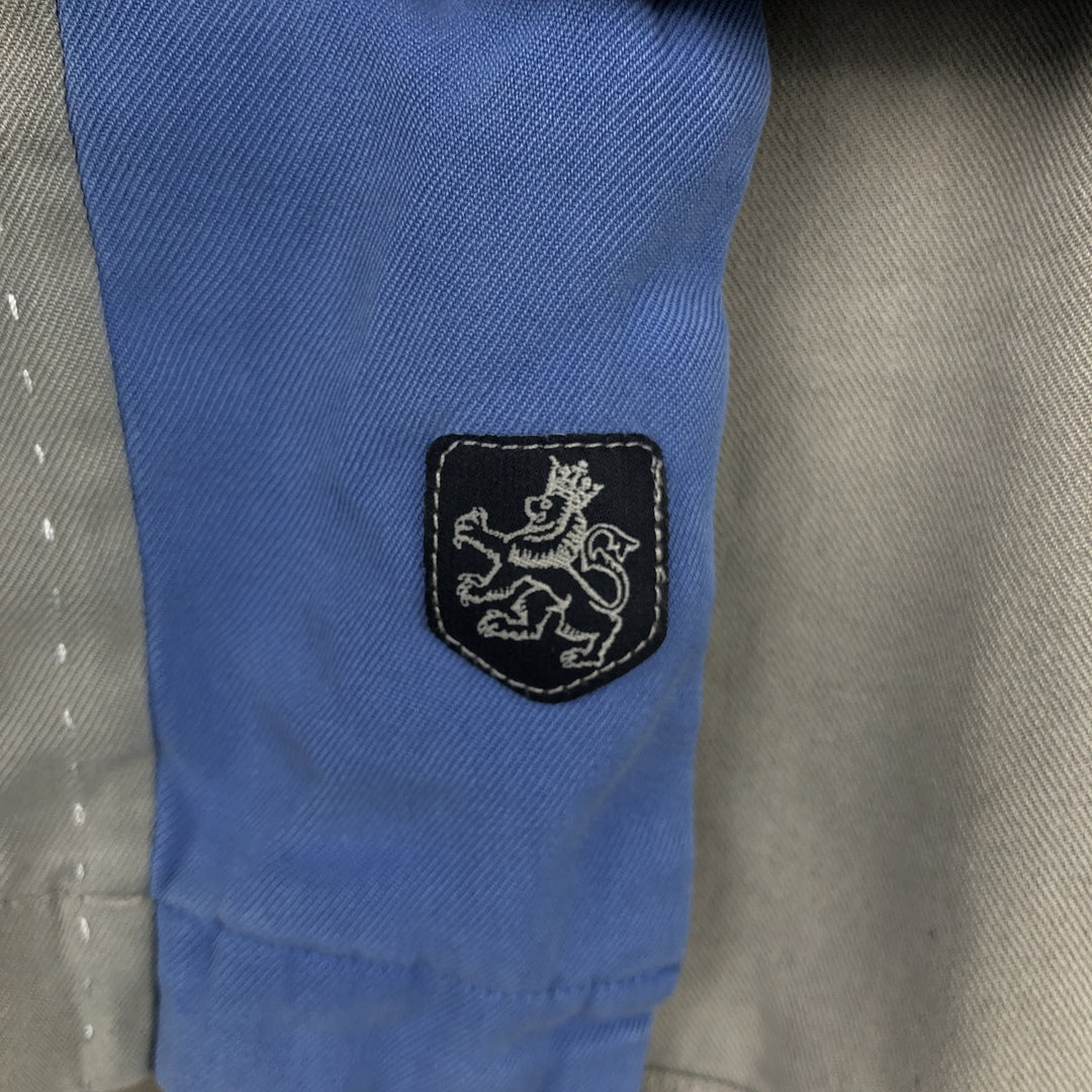 90'S Nat Nast two-tone short-sleeved open-collar silk box shirt, men's size L, vintage silk blue type Vintage Second Hand