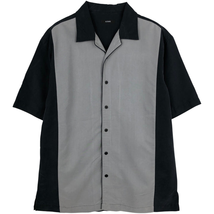 Alfani Two-Tone Short-Sleeve Open-Collar Shirt, Boxy Shirt, Men's Size S (approx.) Modal black type Vintage Second Hand