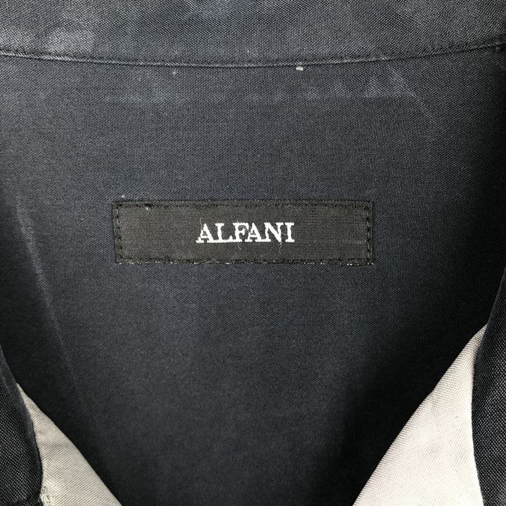 Alfani Two-Tone Short-Sleeve Open-Collar Shirt, Boxy Shirt, Men's Size S (approx.) Modal black type Vintage Second Hand