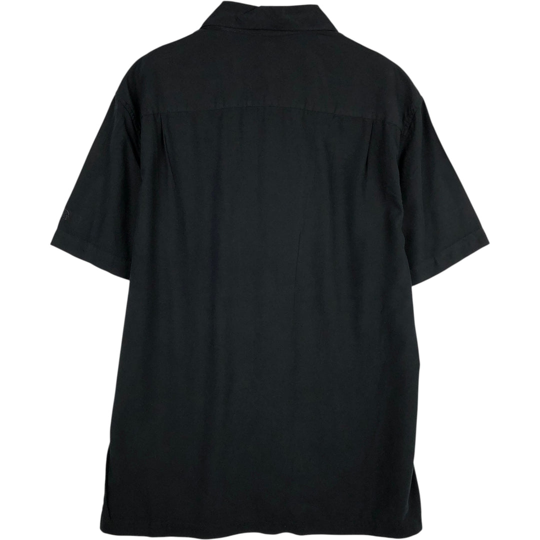 Bluemist Two-Tone Short-Sleeve Open-Collar Silk Shirt, Boxy Fit, Men's Size M silk black type Vintage Second Hand