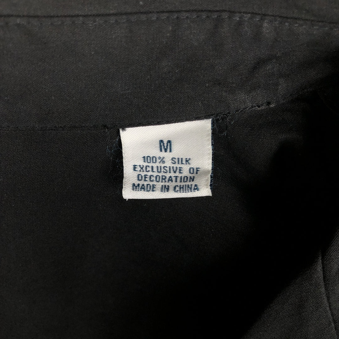 Bluemist Two-Tone Short-Sleeve Open-Collar Silk Shirt, Boxy Fit, Men's Size M silk black type Vintage Second Hand