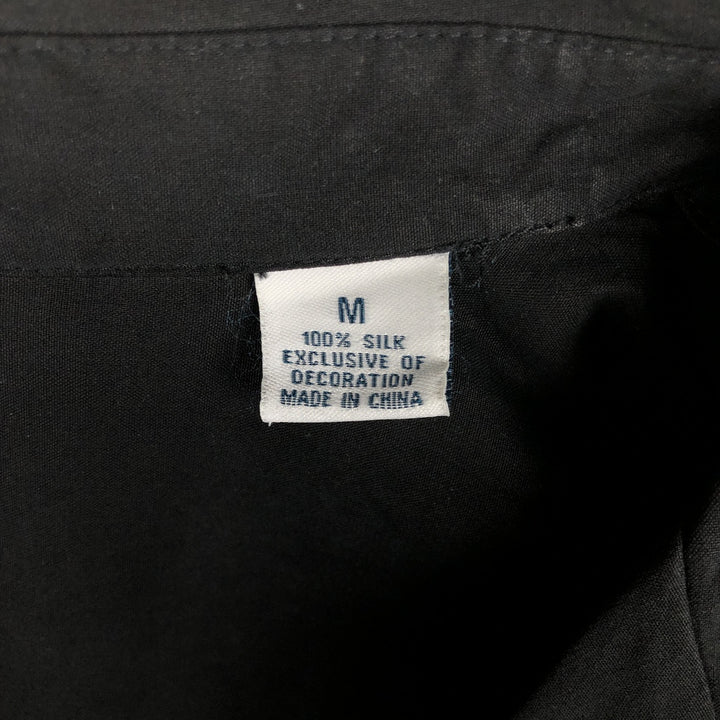 Bluemist Two-Tone Short-Sleeve Open-Collar Silk Shirt, Boxy Fit, Men's Size M silk black type Vintage Second Hand