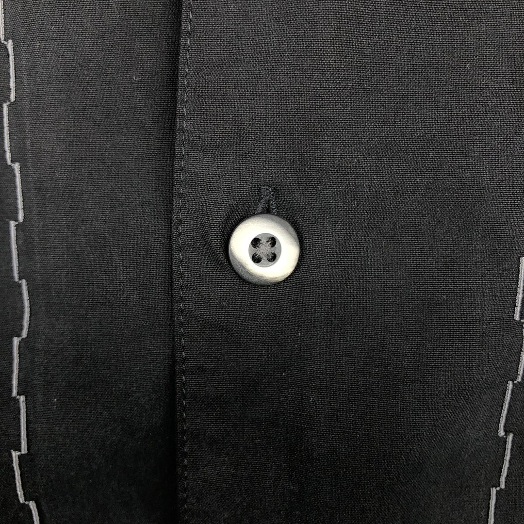 Bluemist Two-Tone Short-Sleeve Open-Collar Silk Shirt, Boxy Fit, Men's Size M silk black type Vintage Second Hand
