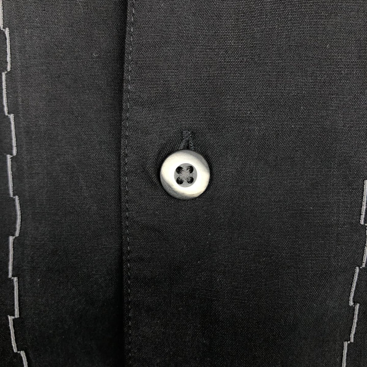 Bluemist Two-Tone Short-Sleeve Open-Collar Silk Shirt, Boxy Fit, Men's Size M silk black type Vintage Second Hand