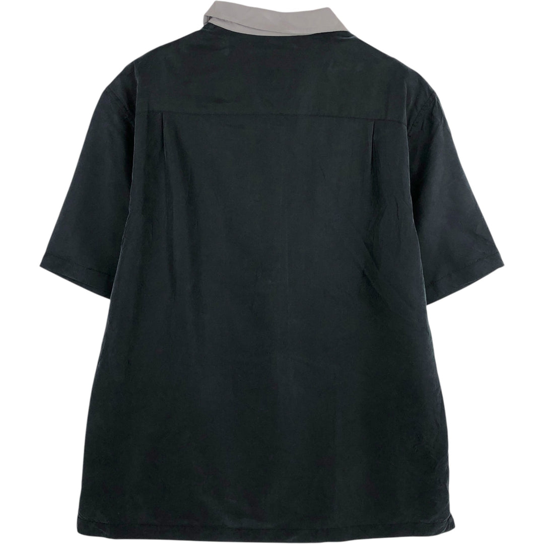 VIA EUROPA Two-tone Short-Sleeve Open-Collar Shirt, Boxy Shirt, Men's Size M (approx.) Modal black type Vintage Second Hand