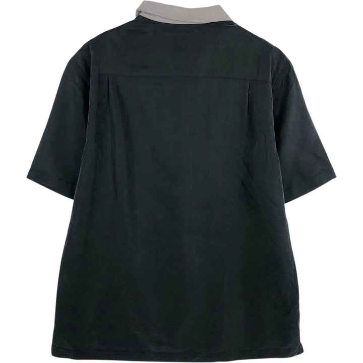VIA EUROPA Two-tone Short-Sleeve Open-Collar Shirt, Boxy Shirt, Men's Size M (approx.) Modal black type Vintage Second Hand