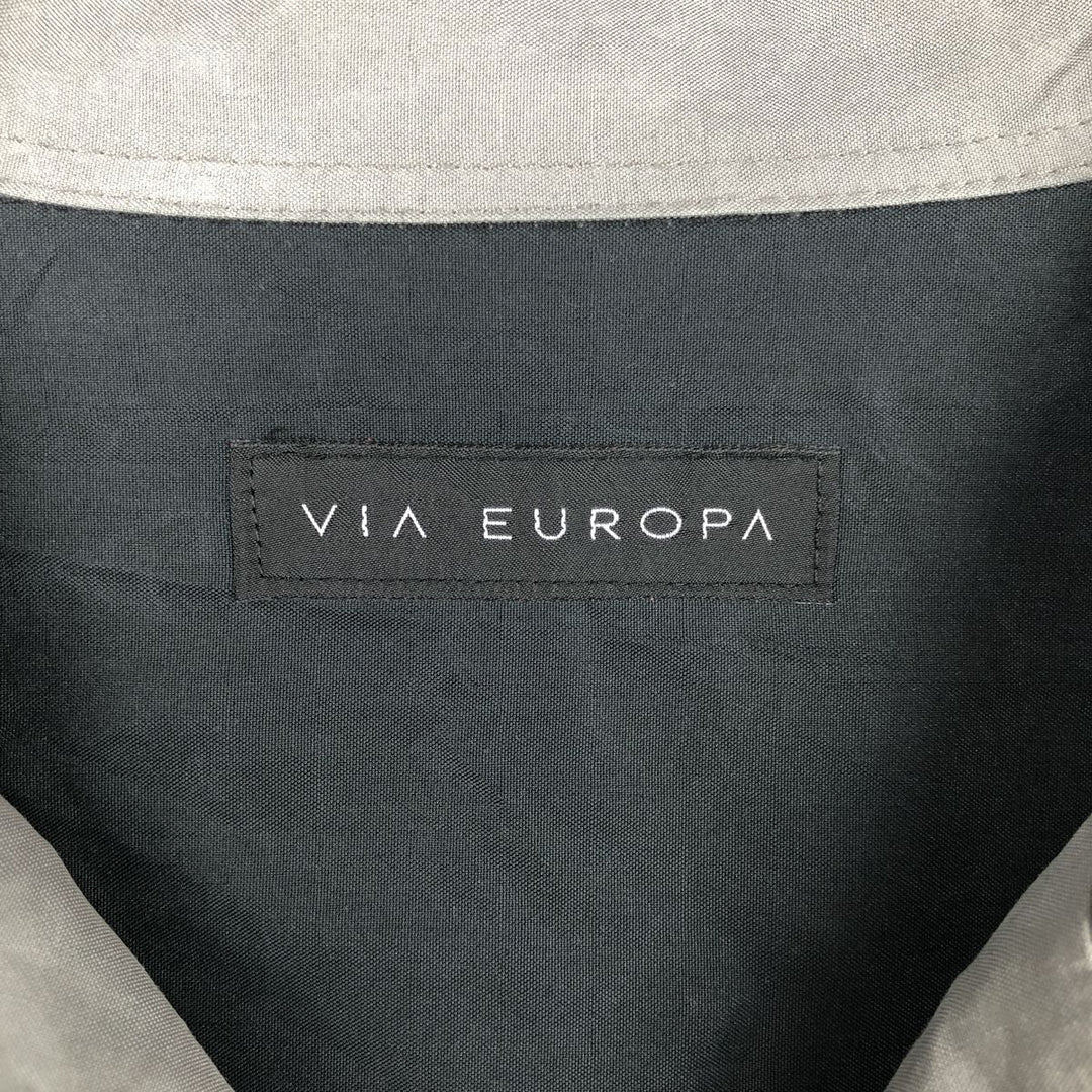 VIA EUROPA Two-tone Short-Sleeve Open-Collar Shirt, Boxy Shirt, Men's Size M (approx.) Modal black type Vintage Second Hand