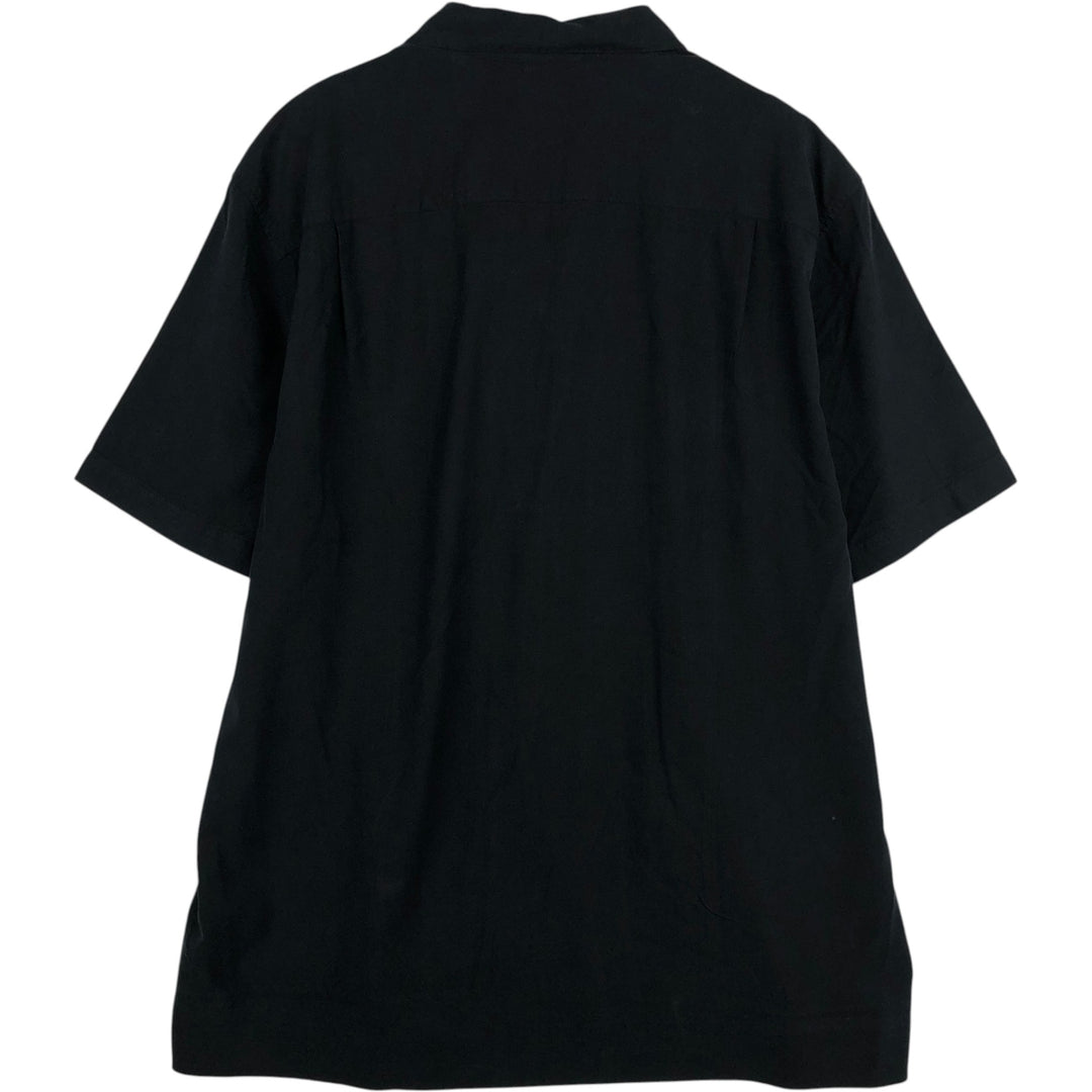 AXIS LA Two-Tone Short-Sleeve Open-Collar Silk Shirt, Boxy Fit, Men's Size XL (approx.) silk black type Vintage Second Hand