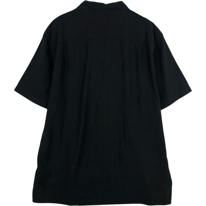 AXIS LA Two-Tone Short-Sleeve Open-Collar Silk Shirt, Boxy Fit, Men's Size XL (approx.) silk black type Vintage Second Hand