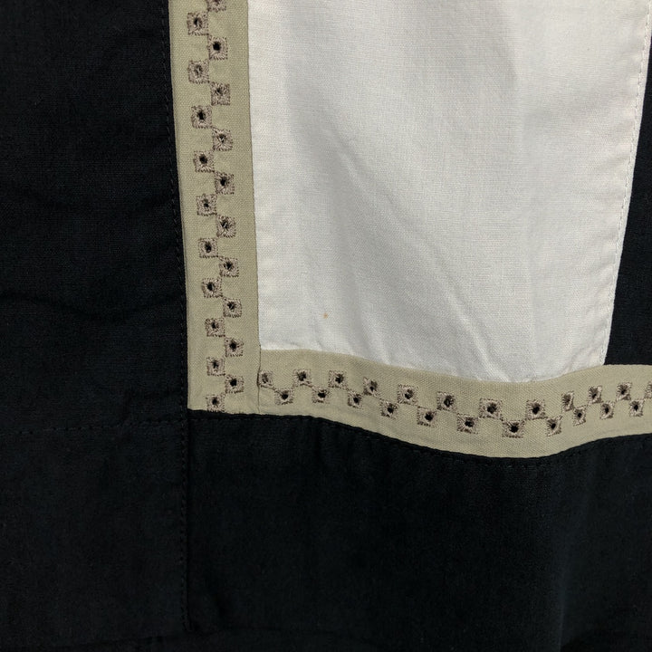 AXIS LA Two-Tone Short-Sleeve Open-Collar Silk Shirt, Boxy Fit, Men's Size XL (approx.) silk black type Vintage Second Hand