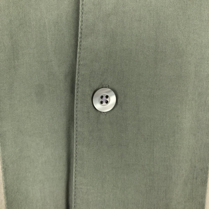 Croft and Barrow Two-Tone Short-Sleeve Open-Collar Silk Shirt, Boxy Fit, Men's Size S (approx.) silk Khaki type sage green Vintage Second Hand