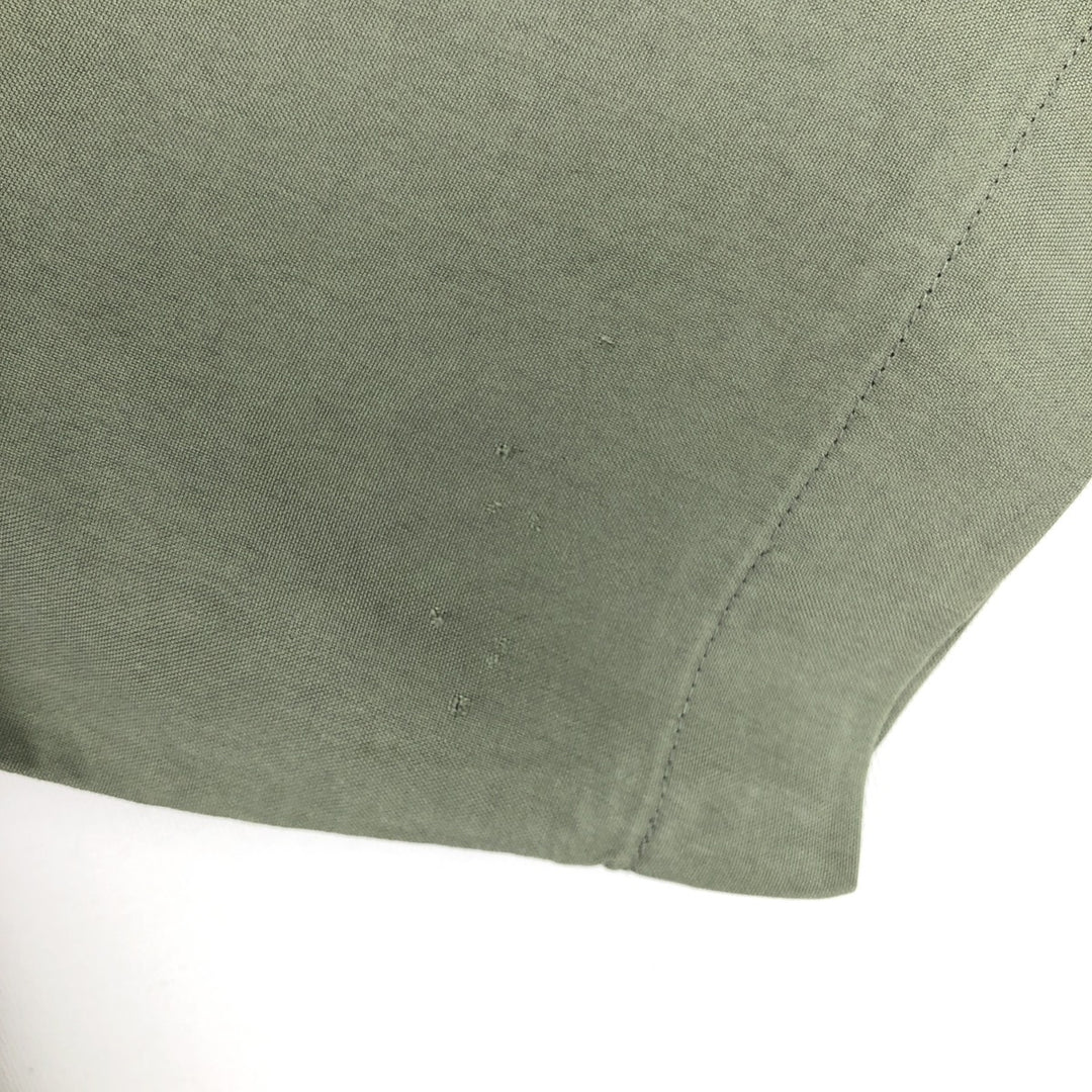 Croft and Barrow Two-Tone Short-Sleeve Open-Collar Silk Shirt, Boxy Fit, Men's Size S (approx.) silk Khaki type sage green Vintage Second Hand