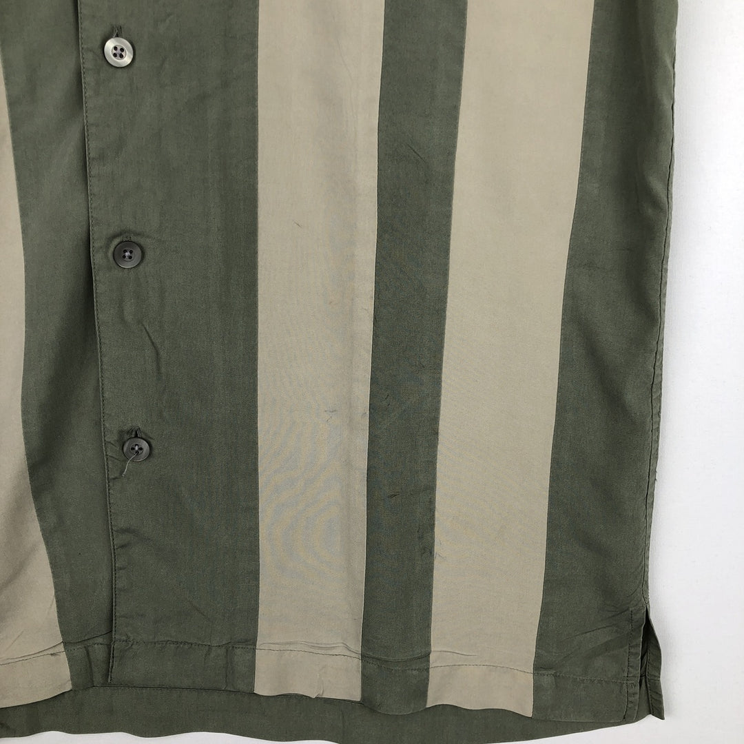 Croft and Barrow Two-Tone Short-Sleeve Open-Collar Silk Shirt, Boxy Fit, Men's Size S (approx.) silk Khaki type sage green Vintage Second Hand