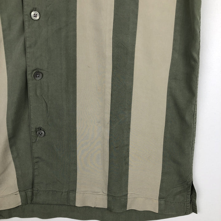 Croft and Barrow Two-Tone Short-Sleeve Open-Collar Silk Shirt, Boxy Fit, Men's Size S (approx.) silk Khaki type sage green Vintage Second Hand