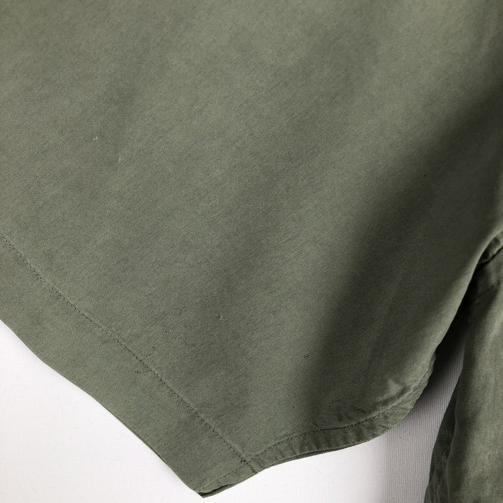 Croft and Barrow Two-Tone Short-Sleeve Open-Collar Silk Shirt, Boxy Fit, Men's Size S (approx.) silk Khaki type sage green Vintage Second Hand