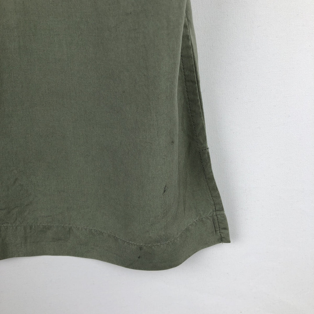 Croft and Barrow Two-Tone Short-Sleeve Open-Collar Silk Shirt, Boxy Fit, Men's Size S (approx.) silk Khaki type sage green Vintage Second Hand