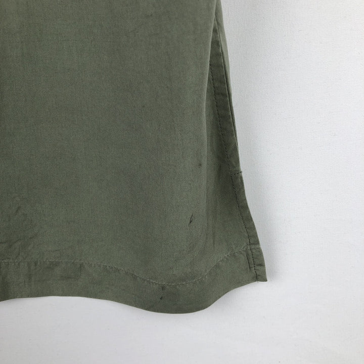 Croft and Barrow Two-Tone Short-Sleeve Open-Collar Silk Shirt, Boxy Fit, Men's Size S (approx.) silk Khaki type sage green Vintage Second Hand