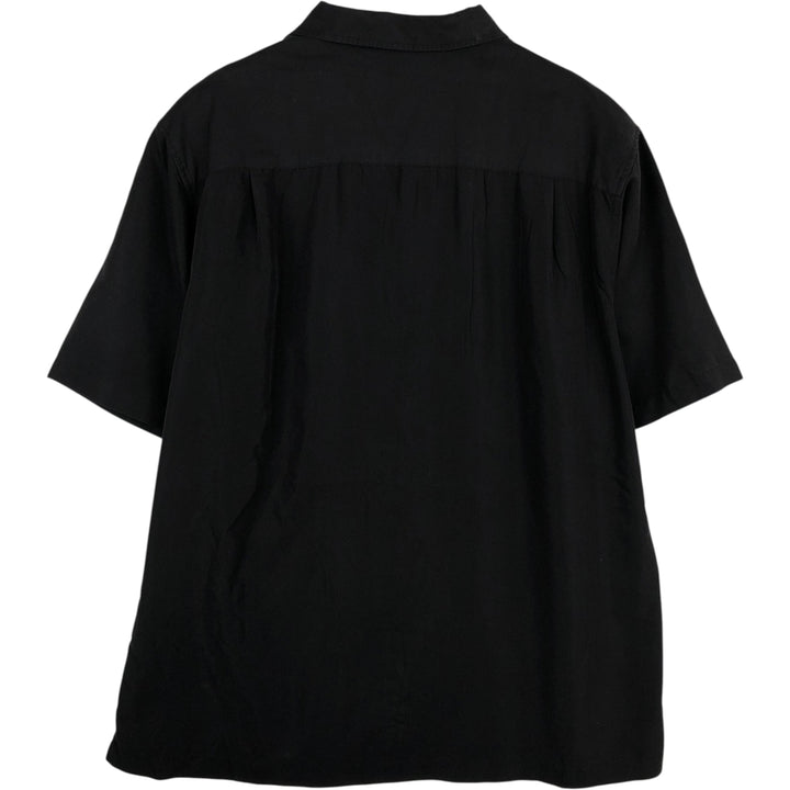 VIA EUROPA Two-tone Short-Sleeve Open-Collar Rayon Shirt, Boxy Fit, Men's Size L (approx.) Rayon black type Vintage Second Hand