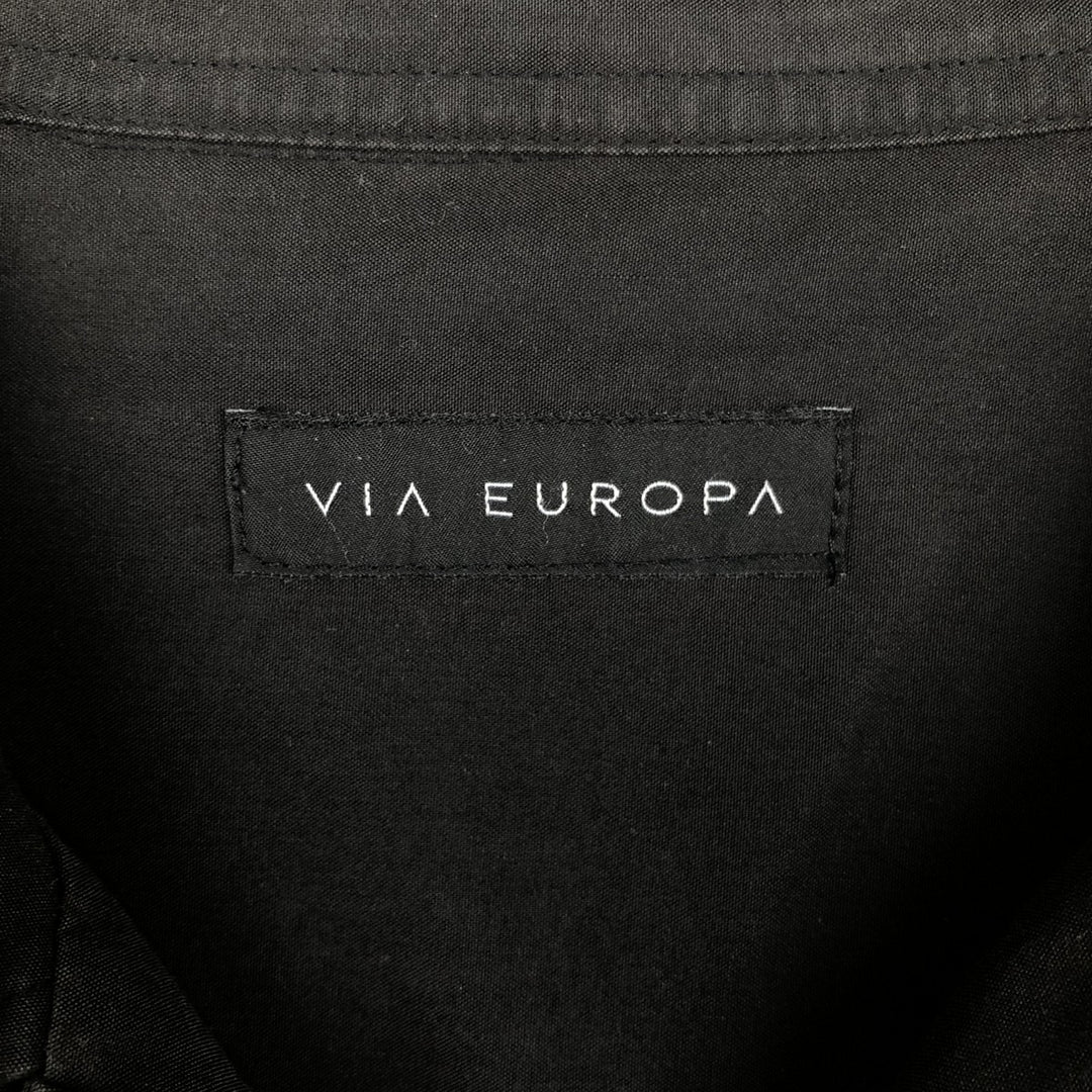 VIA EUROPA Two-tone Short-Sleeve Open-Collar Rayon Shirt, Boxy Fit, Men's Size L (approx.) Rayon black type Vintage Second Hand
