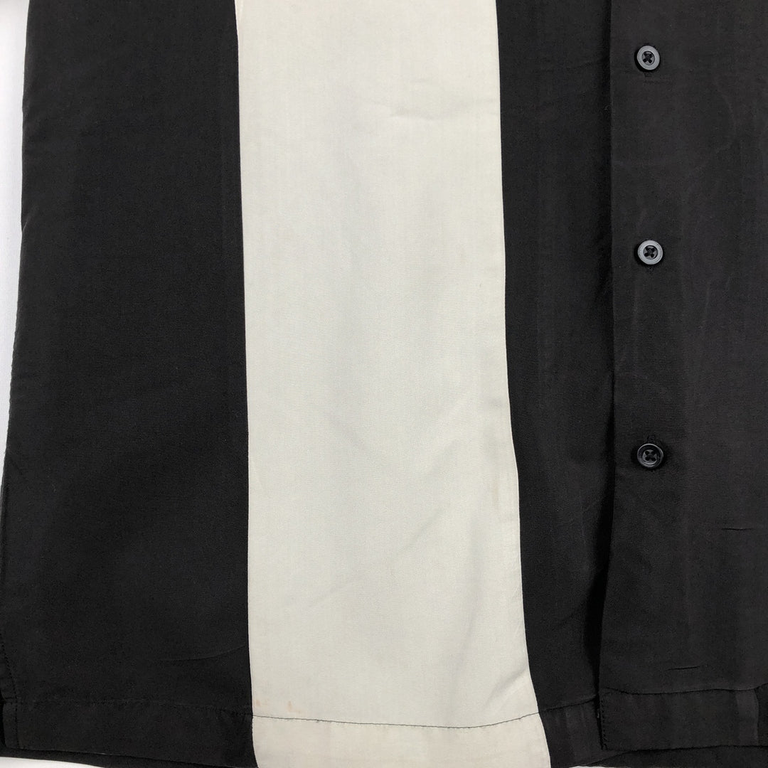 VIA EUROPA Two-tone Short-Sleeve Open-Collar Rayon Shirt, Boxy Fit, Men's Size L (approx.) Rayon black type Vintage Second Hand
