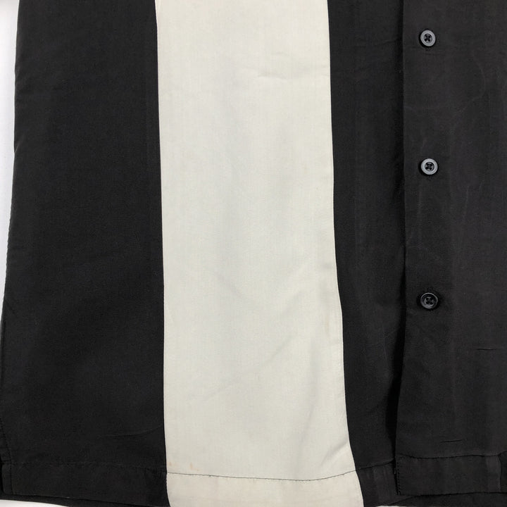 VIA EUROPA Two-tone Short-Sleeve Open-Collar Rayon Shirt, Boxy Fit, Men's Size L (approx.) Rayon black type Vintage Second Hand