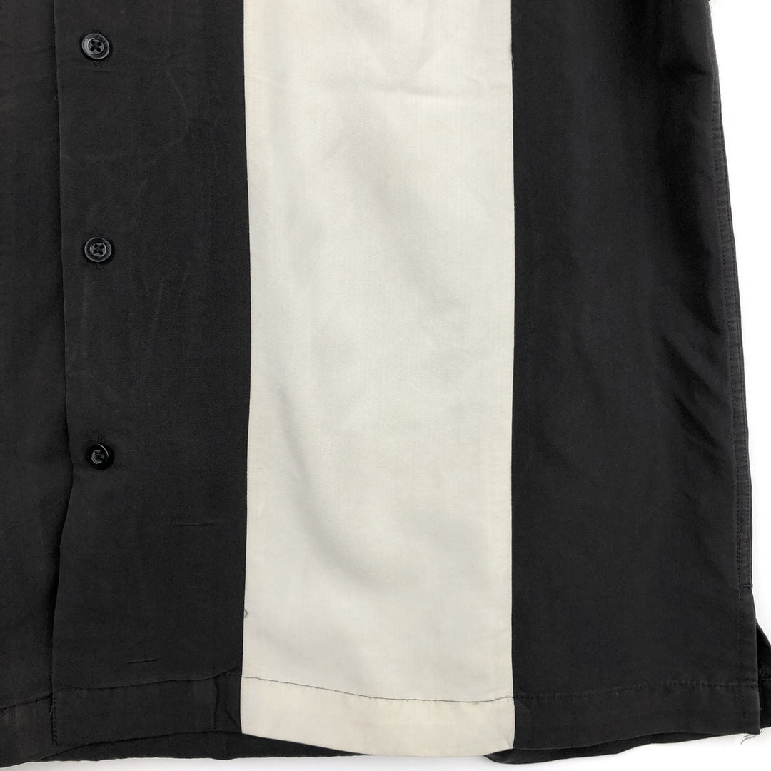 VIA EUROPA Two-tone Short-Sleeve Open-Collar Rayon Shirt, Boxy Fit, Men's Size L (approx.) Rayon black type Vintage Second Hand