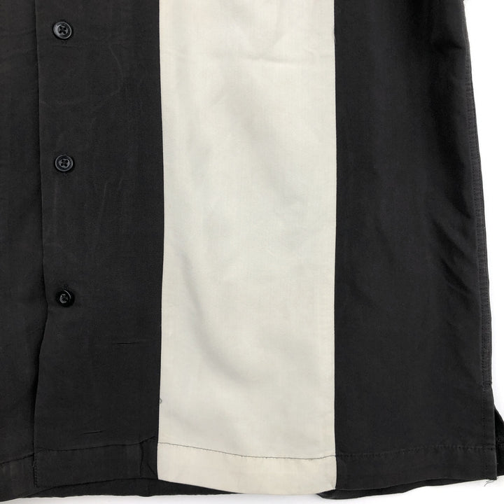 VIA EUROPA Two-tone Short-Sleeve Open-Collar Rayon Shirt, Boxy Fit, Men's Size L (approx.) Rayon black type Vintage Second Hand