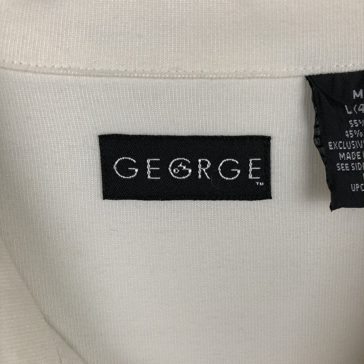 George Short-Sleeve Open-Collar Two-Tone Rayon x Polyester Box Shirt (Men's Size L) Rayon white type Vintage Second Hand