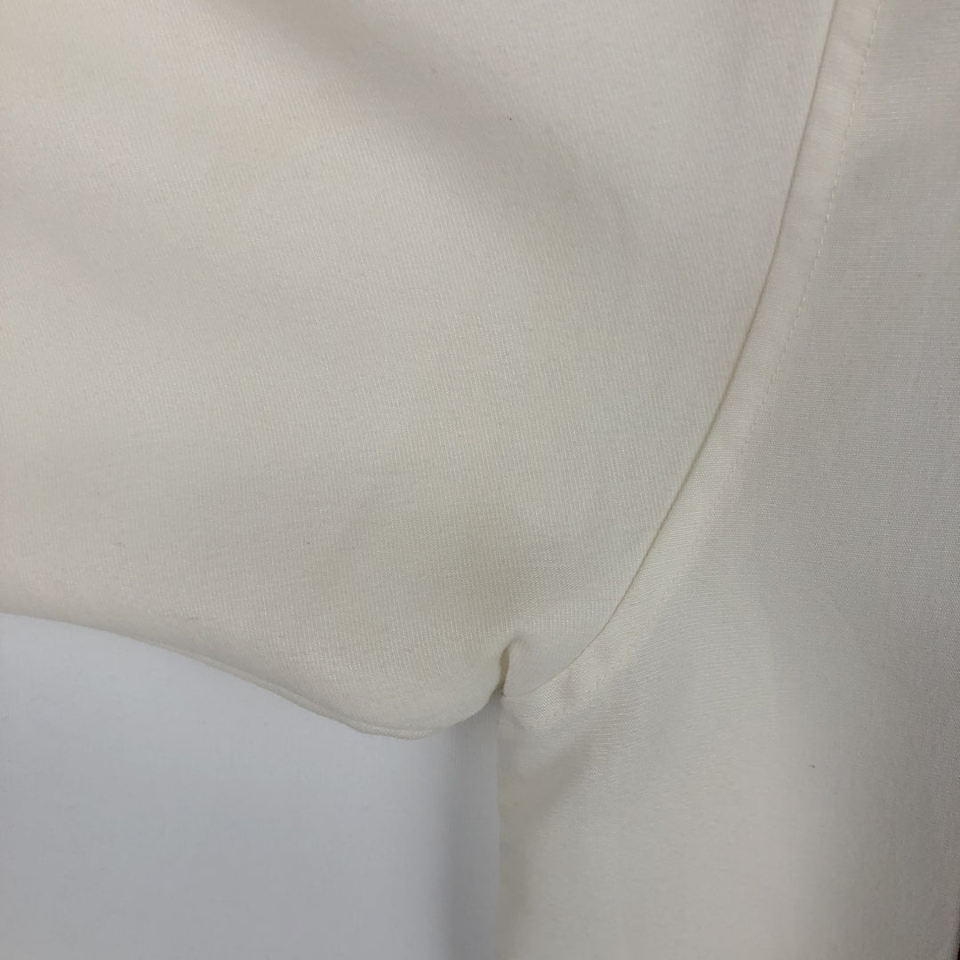 George Short-Sleeve Open-Collar Two-Tone Rayon x Polyester Box Shirt (Men's Size L) Rayon white type Vintage Second Hand