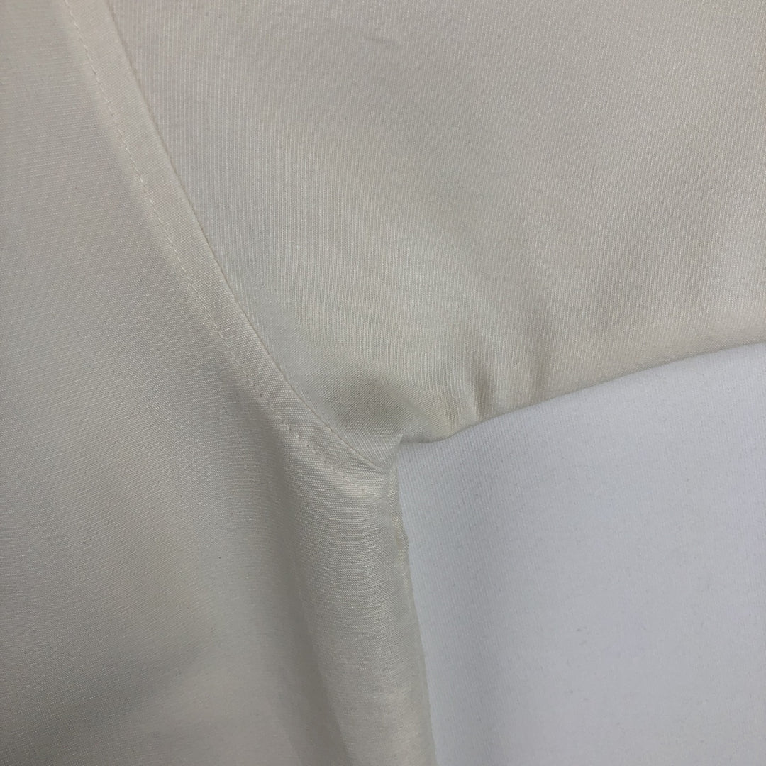 George Short-Sleeve Open-Collar Two-Tone Rayon x Polyester Box Shirt (Men's Size L) Rayon white type Vintage Second Hand