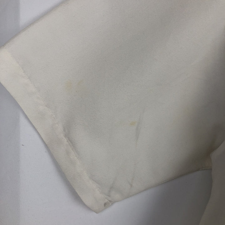 George Short-Sleeve Open-Collar Two-Tone Rayon x Polyester Box Shirt (Men's Size L) Rayon white type Vintage Second Hand