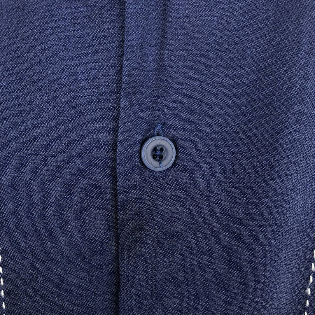 Vintage Silk Two-Tone Short Sleeve Open Collar Silk Shirt, Men's Size L silk blue type Vintage Second Hand