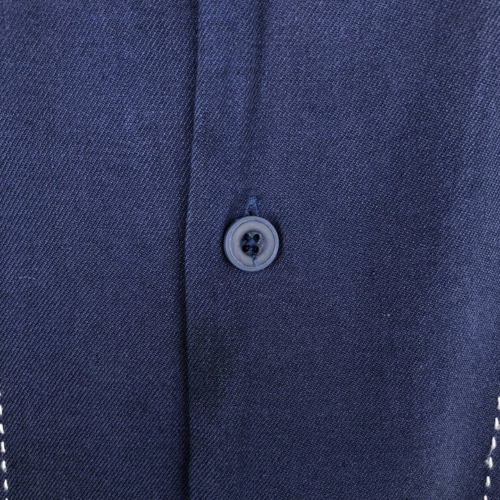 Vintage Silk Two-Tone Short Sleeve Open Collar Silk Shirt, Men's Size L silk blue type Vintage Second Hand