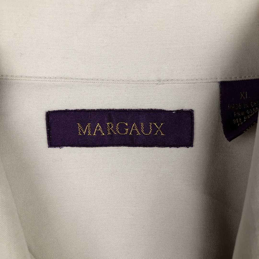 MARGAUX Two-Tone Short-Sleeve Open-Collar Silk Shirt, Boxy Fit, Men's Size XL (approx.) silk ivory Vintage Second Hand