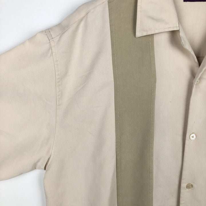 MARGAUX Two-Tone Short-Sleeve Open-Collar Silk Shirt, Boxy Fit, Men's Size XL (approx.) silk ivory Vintage Second Hand