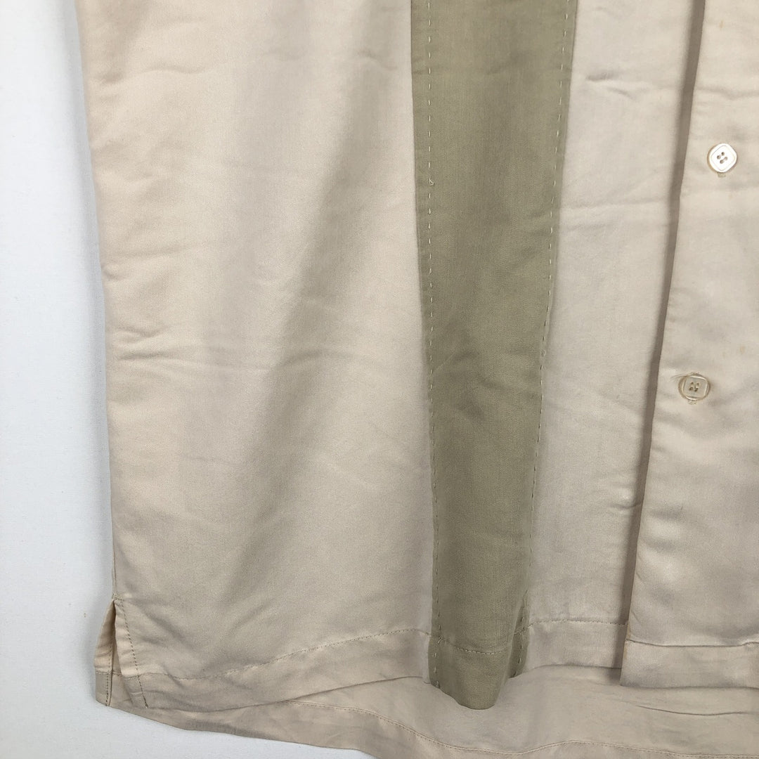 MARGAUX Two-Tone Short-Sleeve Open-Collar Silk Shirt, Boxy Fit, Men's Size XL (approx.) silk ivory Vintage Second Hand