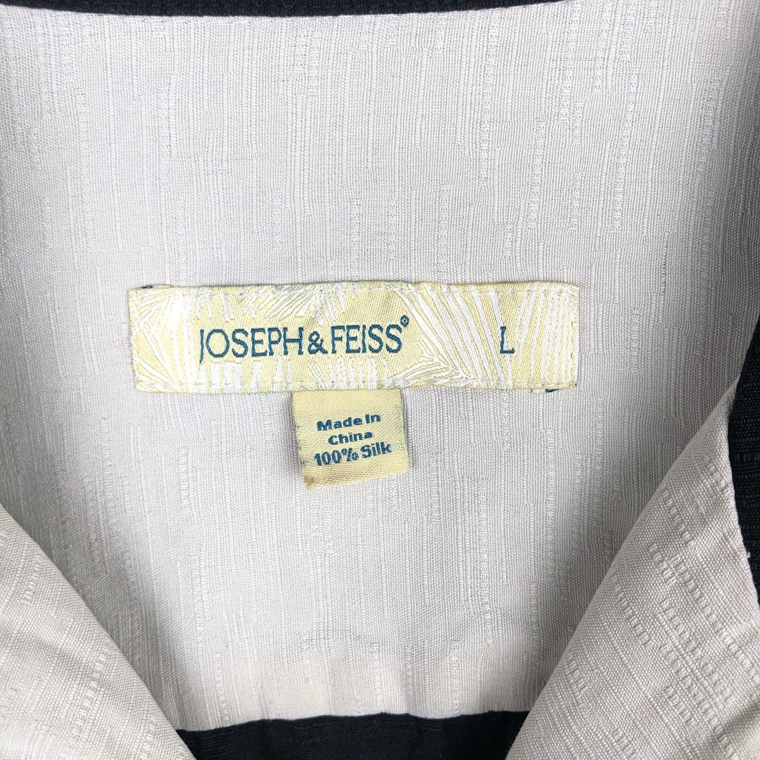 JOSEPH AND FEISS Two-tone Short-Sleeve Open-Collar Silk Shirt, Boxy Fit, Men's Size L silk black type Vintage Second Hand