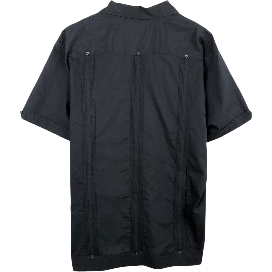 MONTE CARLO Short Sleeve Open Collar Mexican Shirt Cuban Shirt Box Shirt Men's L Size polyester black type Vintage Second Hand