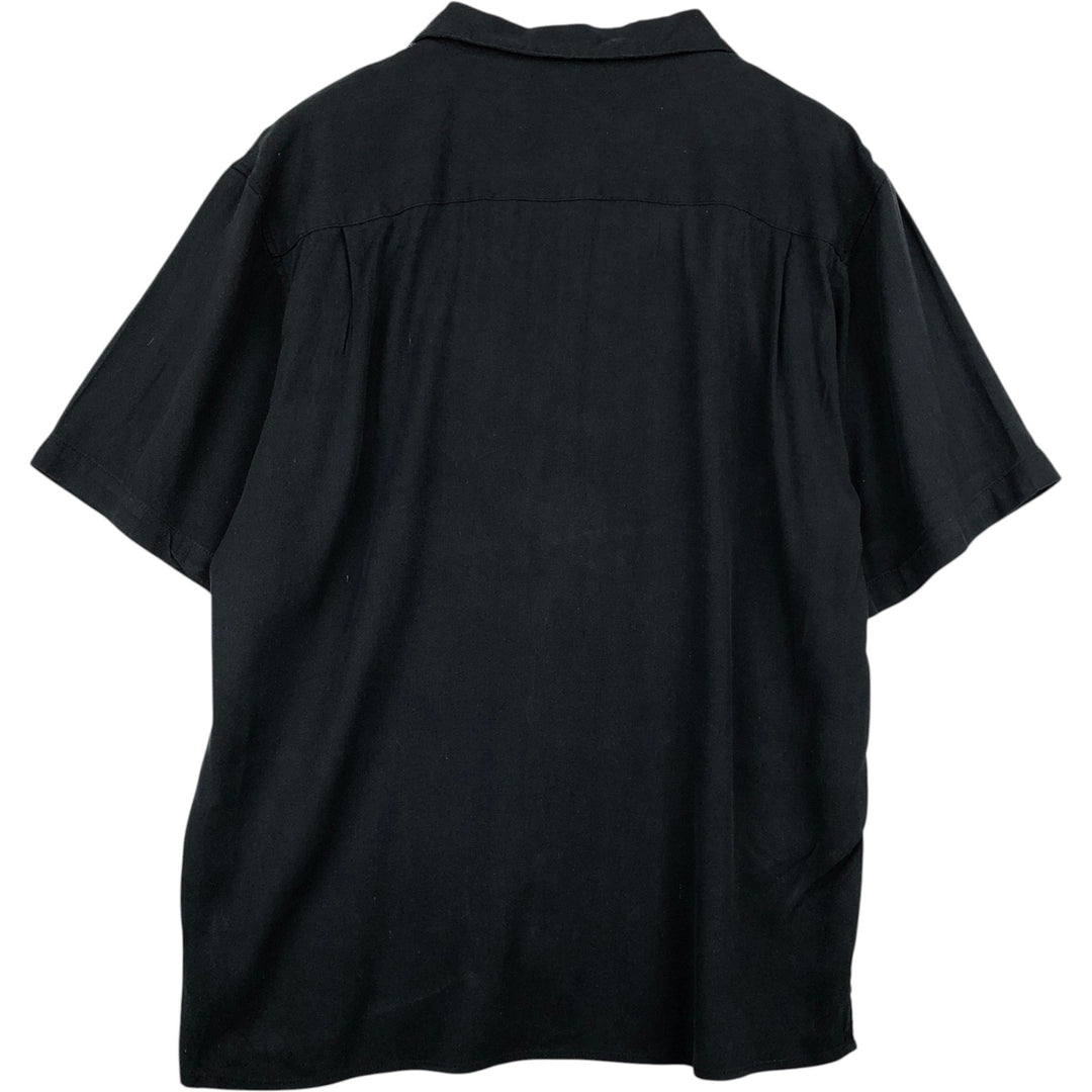 SILK ICON Herringbone Short-Sleeve Open-Collar Mexican Shirt Cuban Shirt Box Shirt Men's XL Equivalent silk black type Vintage Second Hand
