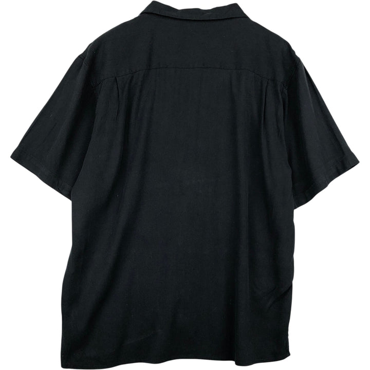 SILK ICON Herringbone Short-Sleeve Open-Collar Mexican Shirt Cuban Shirt Box Shirt Men's XL Equivalent silk black type Vintage Second Hand