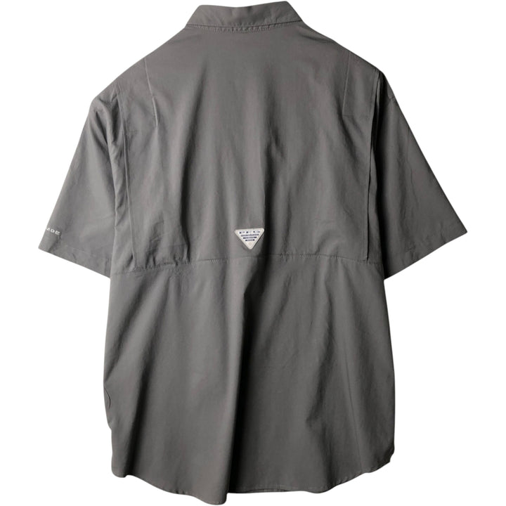 Columbia PFG Tamiami Omni-Shade Button-Down Short Sleeve Fishing Shirt, Men's Size L polyester gray type Vintage Second Hand