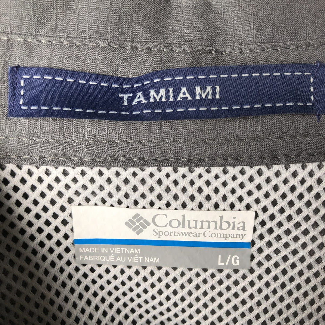 Columbia PFG Tamiami Omni-Shade Button-Down Short Sleeve Fishing Shirt, Men's Size L polyester gray type Vintage Second Hand