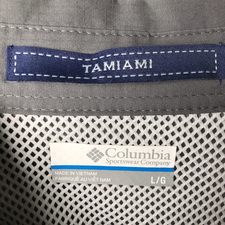 Columbia PFG Tamiami Omni-Shade Button-Down Short Sleeve Fishing Shirt, Men's Size L polyester gray type Vintage Second Hand
