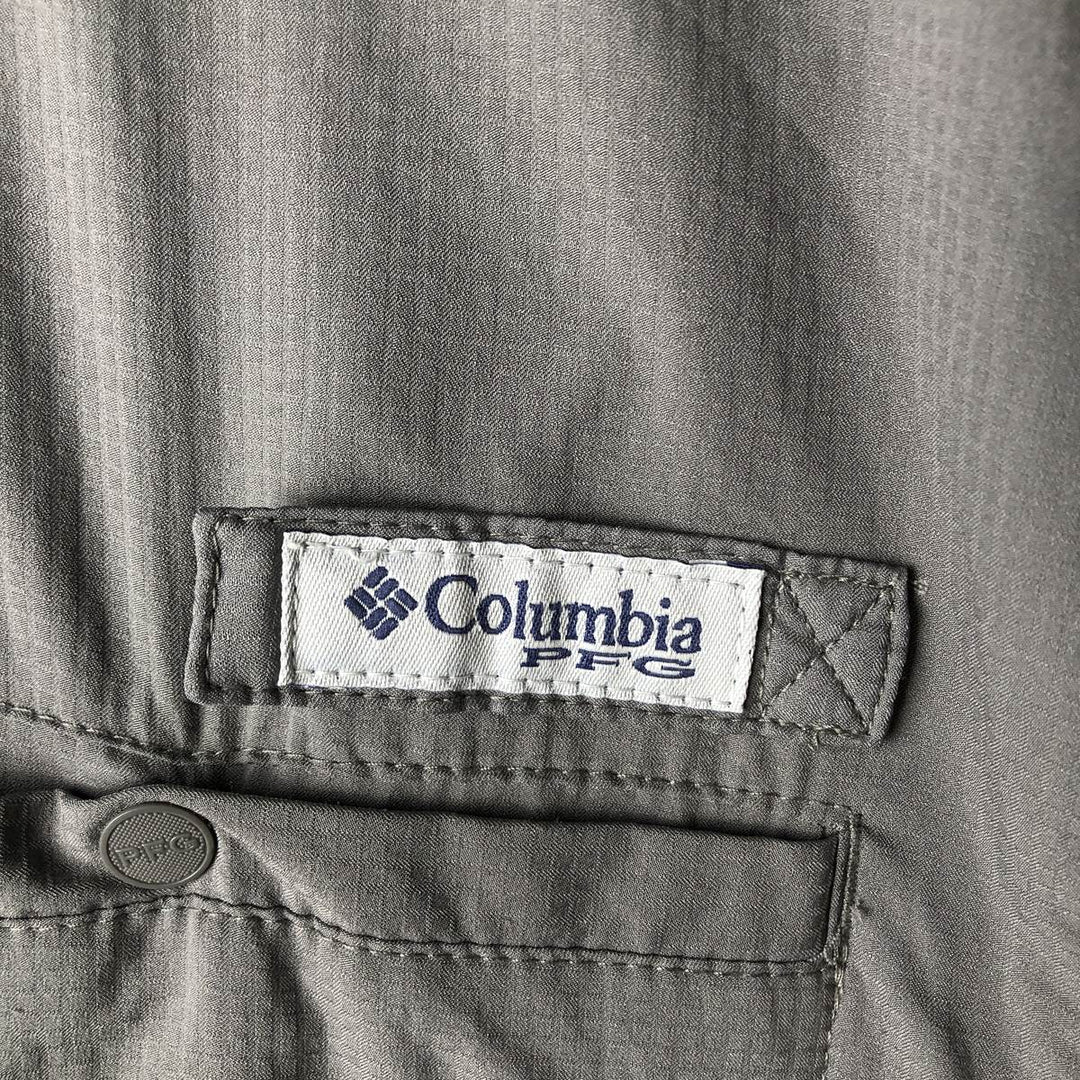 Columbia PFG Tamiami Omni-Shade Button-Down Short Sleeve Fishing Shirt, Men's Size L polyester gray type Vintage Second Hand