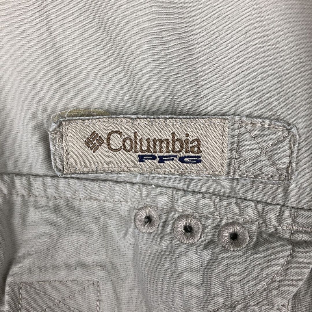 2000'S Columbia PFG Hidden Button-Down Short-Sleeve Fishing Shirt, Men's Size L (approx.) cotton Beige type Vintage Second Hand