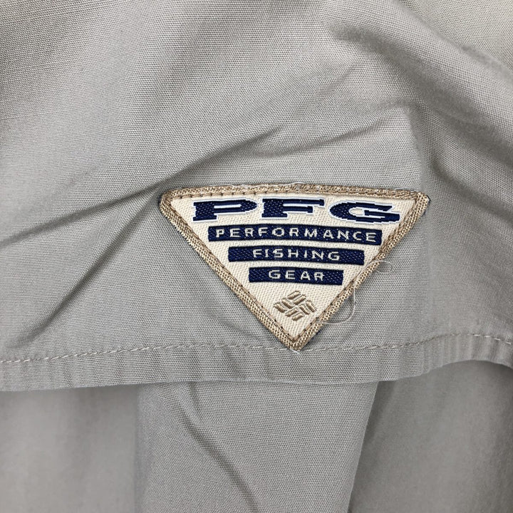 2000'S Columbia PFG Hidden Button-Down Short-Sleeve Fishing Shirt, Men's Size L (approx.) cotton Beige type Vintage Second Hand