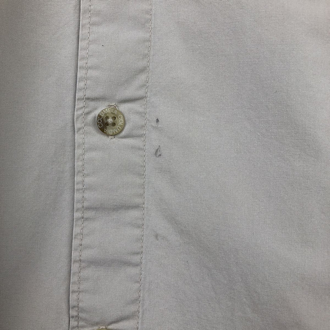 2000'S Columbia PFG Hidden Button-Down Short-Sleeve Fishing Shirt, Men's Size L (approx.) cotton Beige type Vintage Second Hand