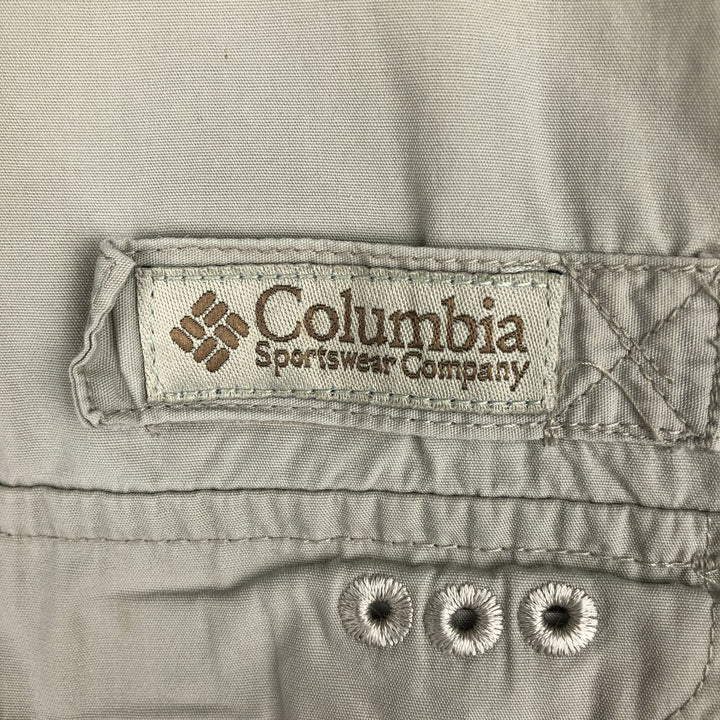 2000'S Columbia short-sleeved fishing shirt with hidden button-down collar, men's size XL equivalent. cotton Beige type Vintage Second Hand