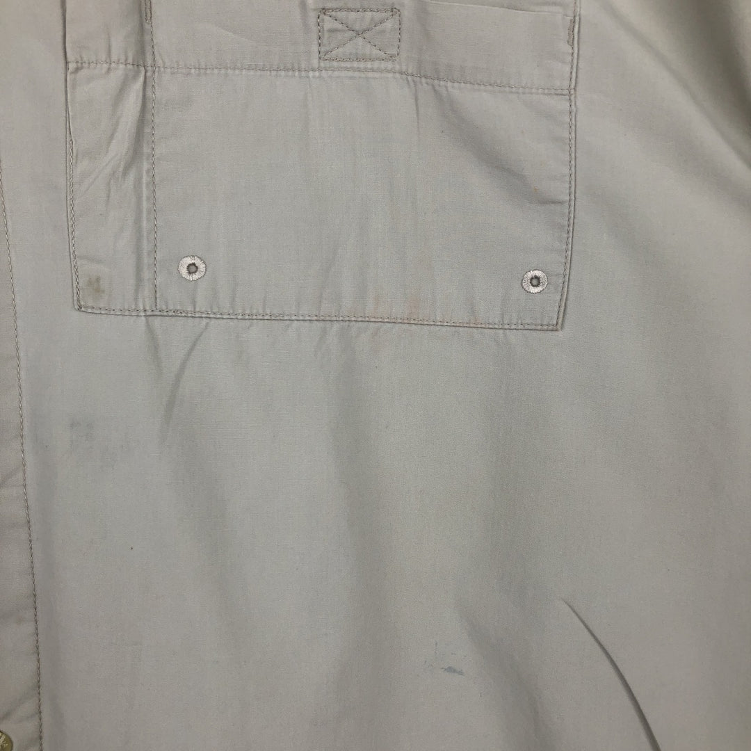 2000'S Columbia short-sleeved fishing shirt with hidden button-down collar, men's size XL equivalent. cotton Beige type Vintage Second Hand