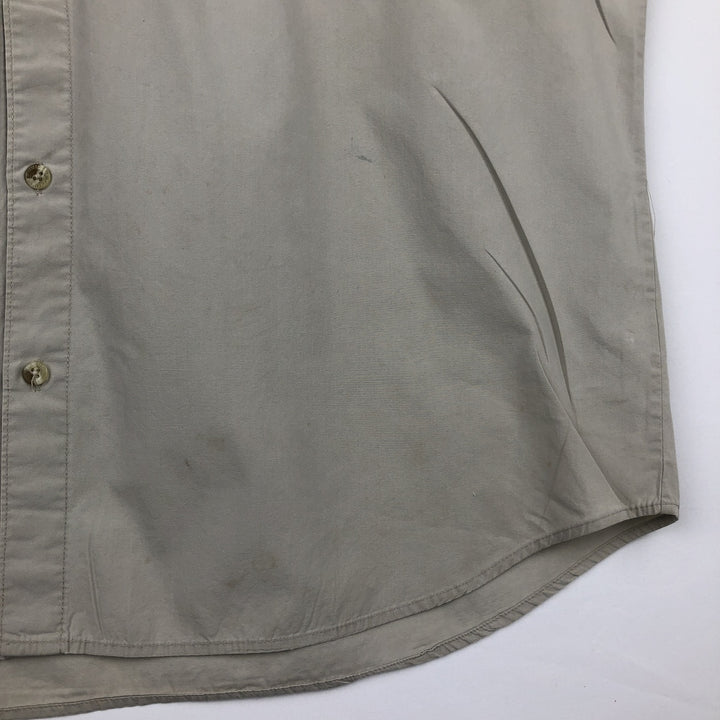 2000'S Columbia short-sleeved fishing shirt with hidden button-down collar, men's size XL equivalent. cotton Beige type Vintage Second Hand